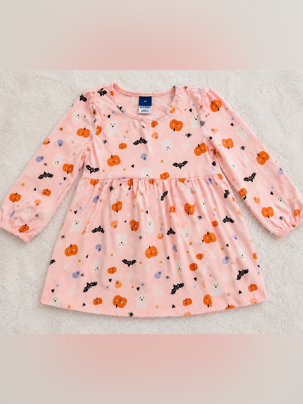 Old Navy Pink Halloween Pumpkin & Ghost Print Dress
